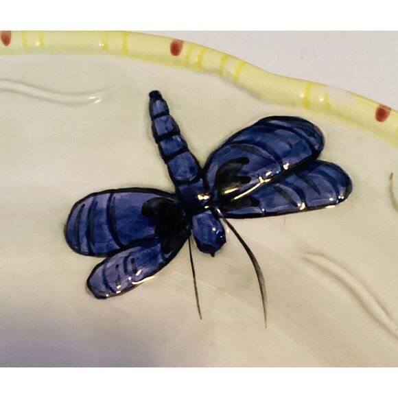 Essex Dragonflies Collection Portugal Round Scalloped Edge Dinner Plate 10” - Picture 2 of 6